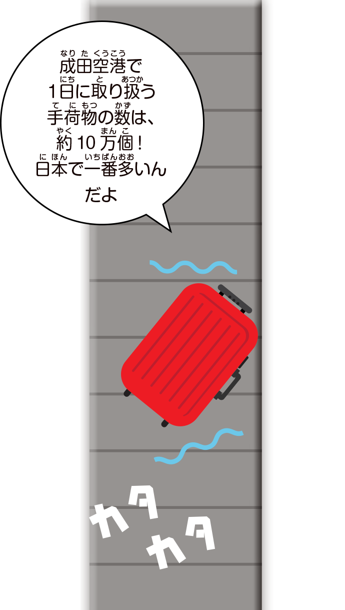 成田空港で1日に取り扱う手荷物の数は、約10万個！